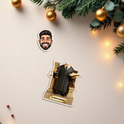 Personalized Judge Bobblehead Caricature Custom with Face Cutout, Gift for Lawyer, Advocate & Judge Home & Office Desk Decor Battery Powered Moving Head